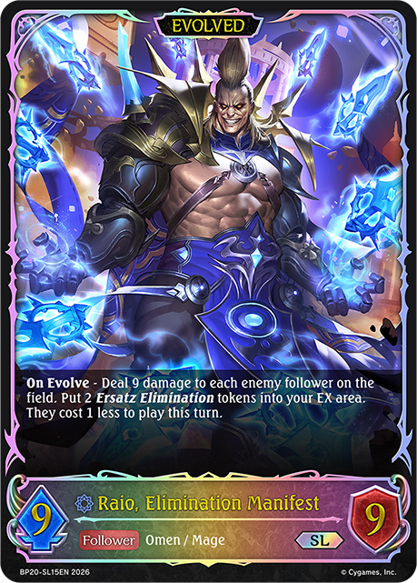 Raio, Elimination Manifest